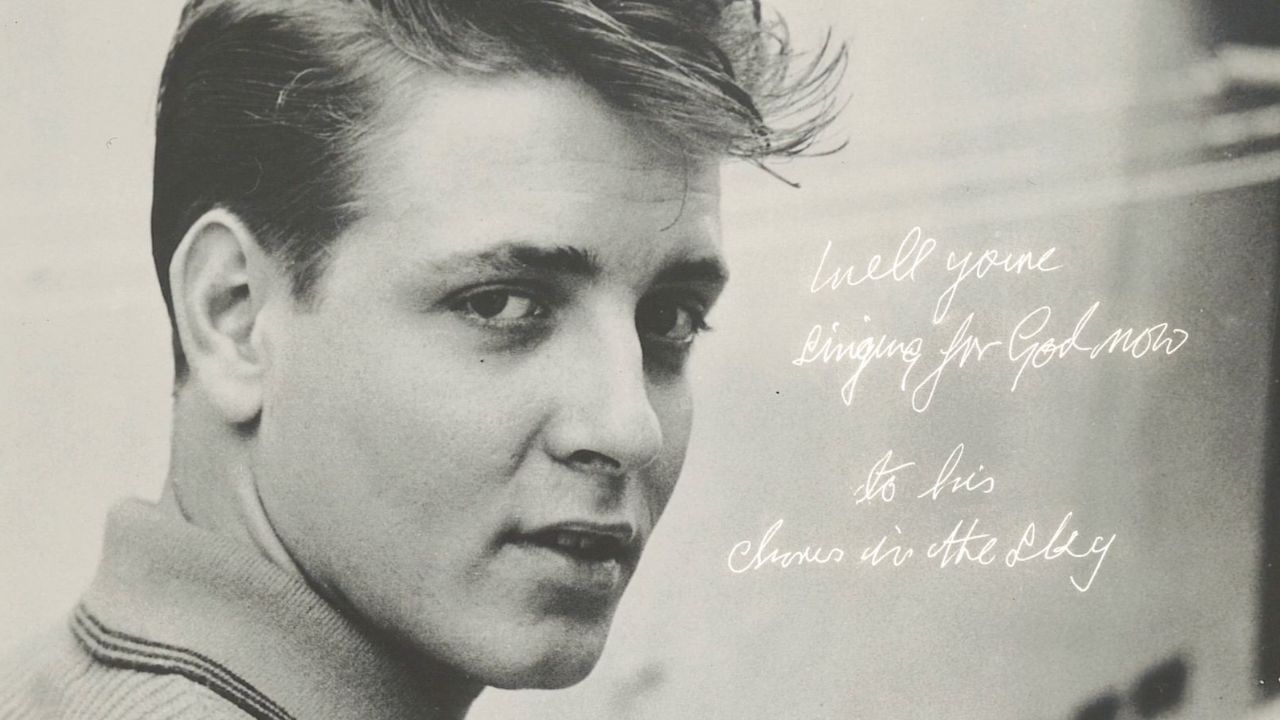 closeup of Eddie Cochran with lyrics written